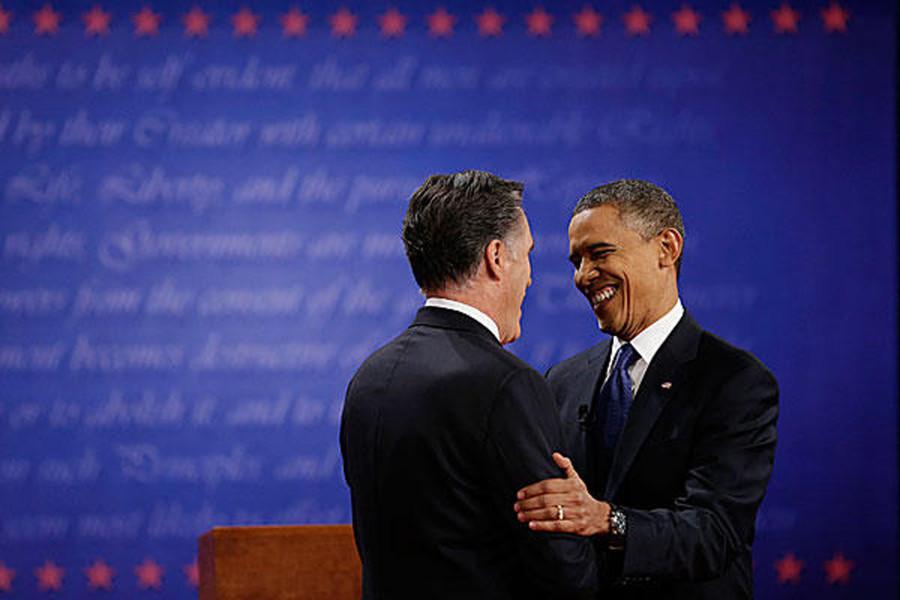 Photo of Romney and Obama shaking hands