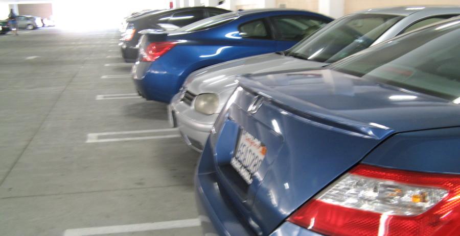 Cars parked in the parking garage at CSUSM. Photo by Pam Kragen
