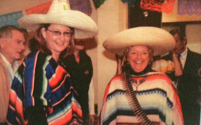 President Karen Haynes, right, is seen wearing a sombrero and sarape in this 2008 photograph.