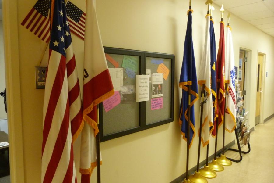 flags in front of wall