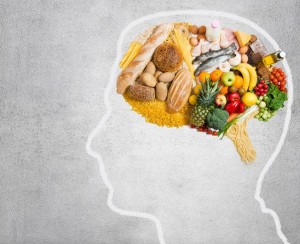 Artistic representation of food in picture of brain