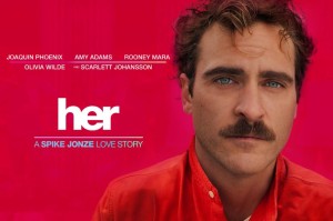"Her" movie poster featuring lead actor, Joaquin Phoenix.
