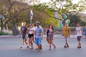 a group of people walking