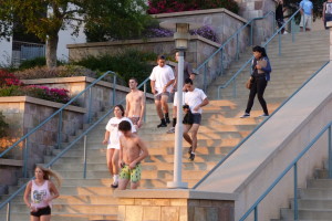 runners on stairs