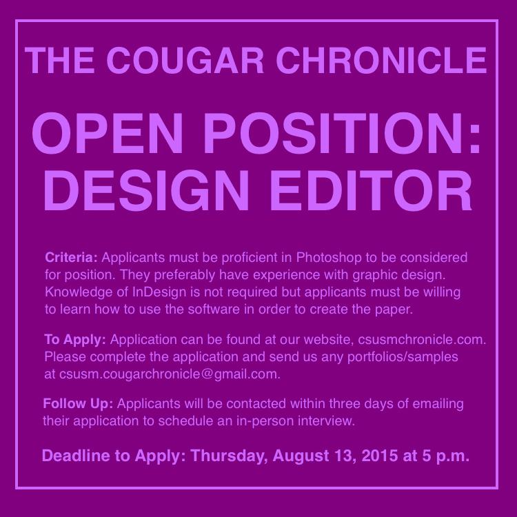 NOW HIRING: Become a Design Editor at The Cougar Chronicle!