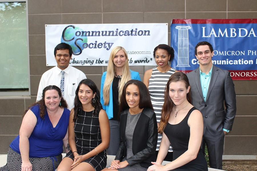 The Communication Society officers at the Communication Department Meet and Greet at the SBSB courtyard.