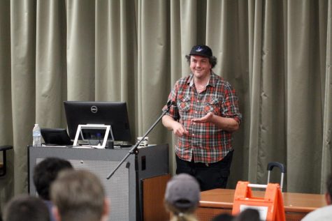 The Poet presents literary works to students
