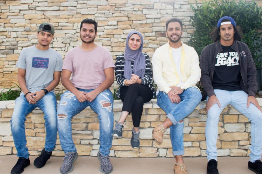 Students Bayan Sairafi, Abdulaziz Alamro, Turki Alotaibi, Abdulrahman Alolowi and Abdullah Banawas from the Saudi Students Association pose for a photo on Nov. 13.
