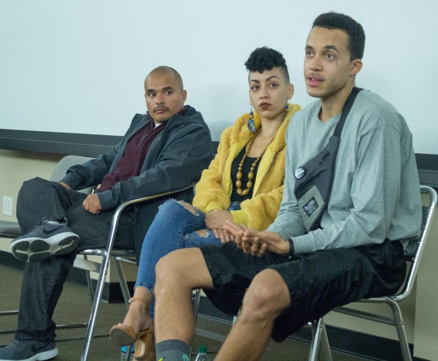 Richie Edmond-Vargas, Hugo Gonzalez, and Taina Edmond-Vargas sit in a panel on Nov 14. answering questions about their documentary Feminist in Cell Block Y.
