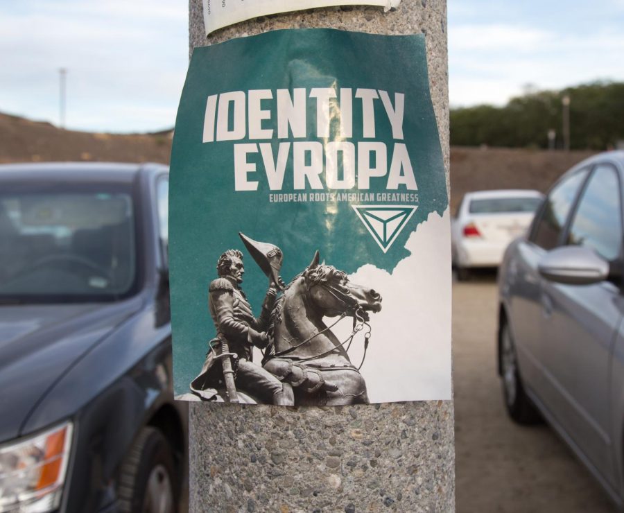 One of the many posters spread by the White Supremacist organization found in the X, Y, Z parking lot.