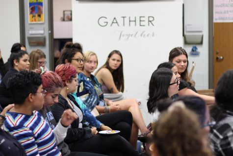 Students share personal experiences at Sustainable Menstruation in the Gender Equity Center.