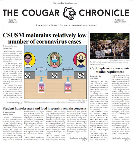 Read Edition 2 of The Cougar Chronicle (9/30/20)
