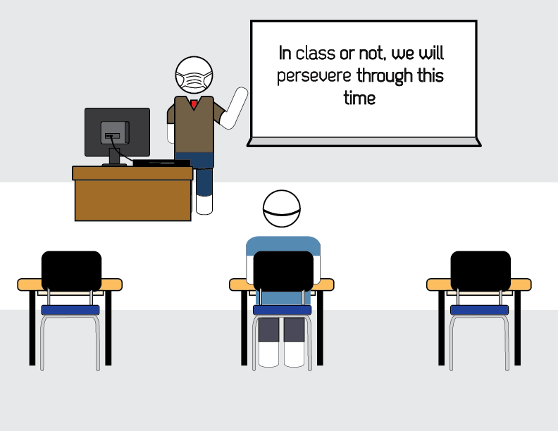 Cartoon: In class or not, we will persevere through this time