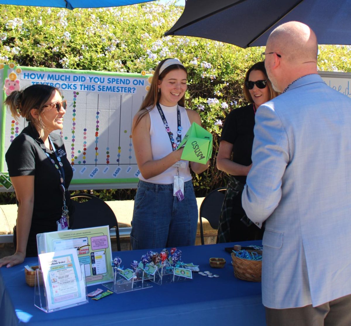 Library staff informed students and guests about the resources the Kellogg Library provides. 